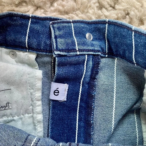 New Etica Finn Striped High Rise Straight Leg Cuffed Jeans - Picture 15 of 16